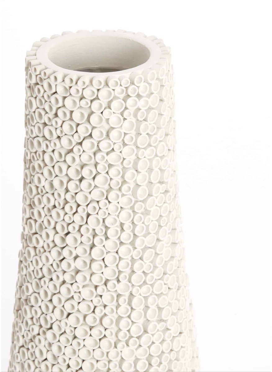 Light & Living Vaas Olvera - Wit - Ø28x21cm - Plastic - Modern - Bloemenvaas - Woondecoratie - Decoratieve vaas voor woonkamer of slaapkamer