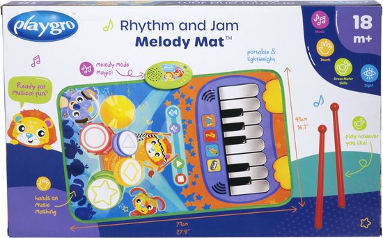 Playgro Rhythm and Jam Melody Muzikale Piano mat - Speelgoed 1 jaar - Interactief babyspeelgoed - Pianomat - Dansmat Jumbo - Baby Speelgoed Muziekinstrument - Interactief speelgoed Baby - Educatief speelgoed - Kraam Cadeau - Speelgoed met geluid van Playgro — afbeelding 2