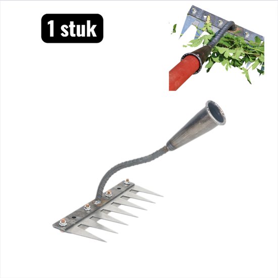 1 stuk - Tuingereedschapset - Harken - Onkruidhark - Verwijderbare Onkruid Hark - Multifunctionele Steel Gras Hark - Ontginnings Hark voor Tuinieren met Verwisselbare Koppen - Zilver
