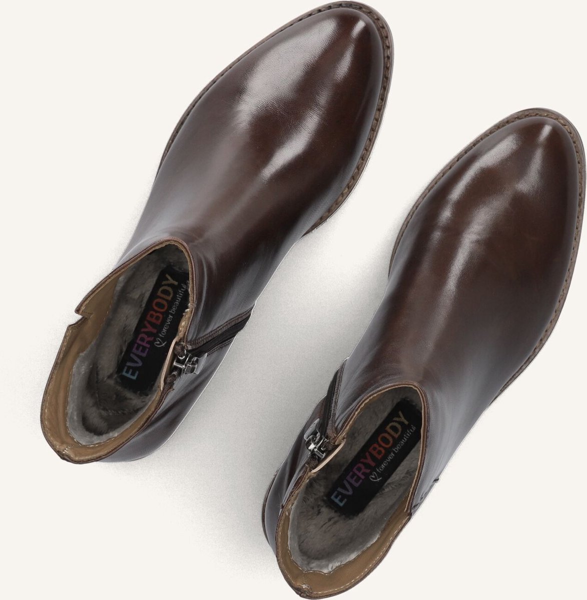 EVERYBODY Belport Enkellaarsjes - Enkelboots met rits - Dames - Bruin - Maat 35
