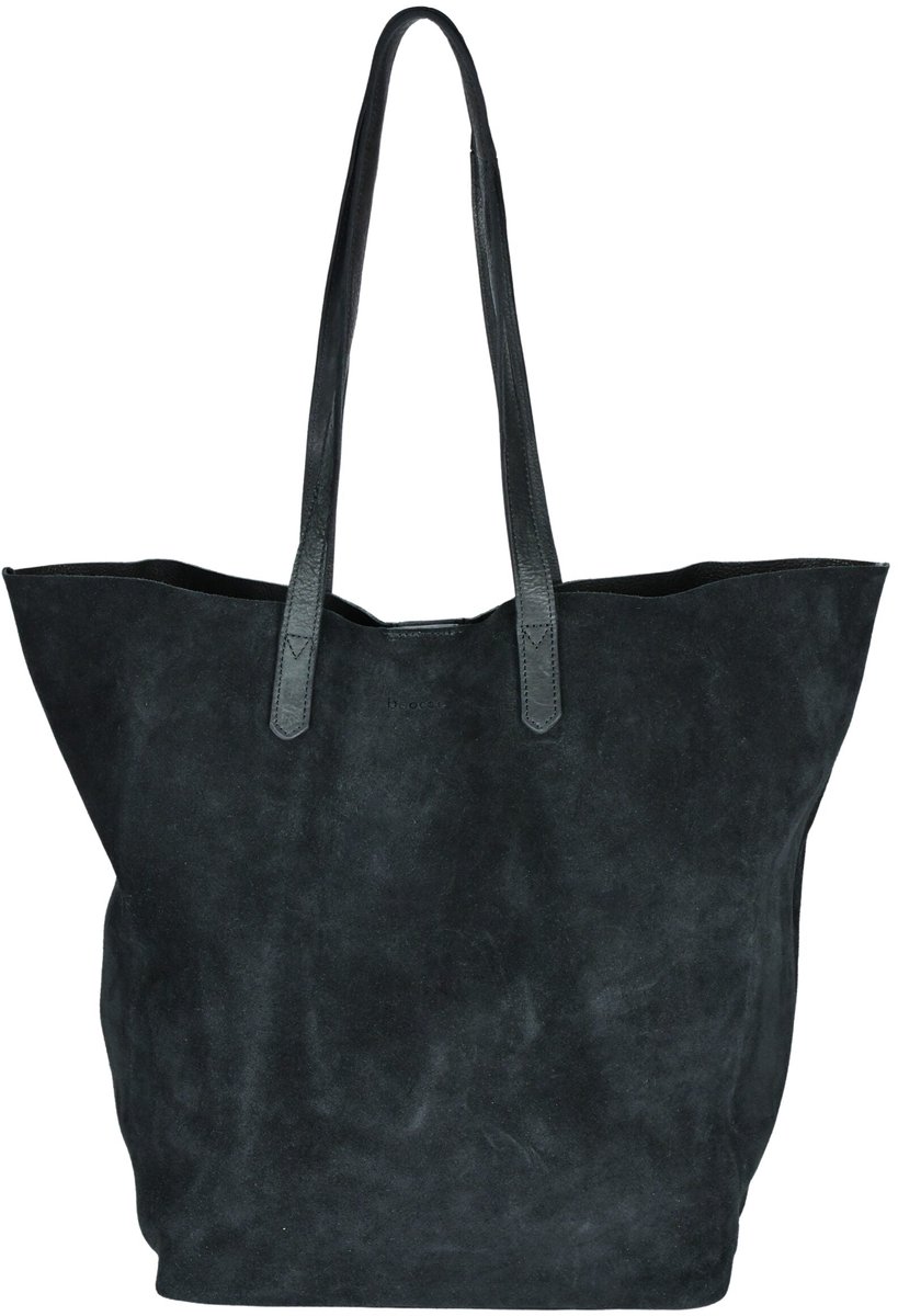 Beocca Mira Leren Shopper Dames - Grote Tas van Plantaardig Gelooid Leer - Handgemaakt - Ruim en Lichtgewicht - Minimalistisch Design - Duurzaam - Zwart
