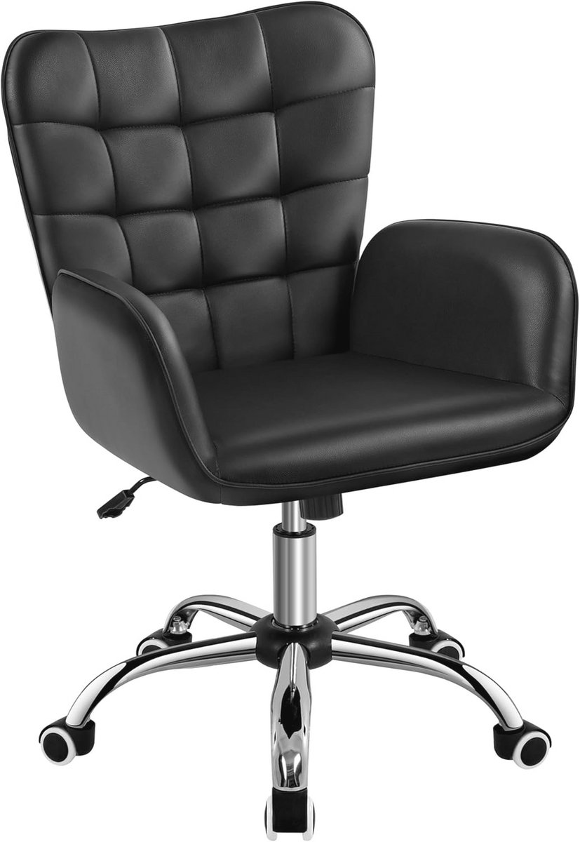 Ergonomische Draaistoel voor Thuiskantoor - In hoogte verstelbaar, Comfortabele Zitting, Belastbaar tot 136 kg, Zwart