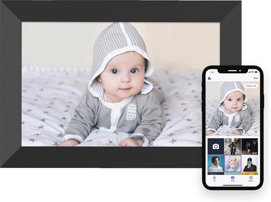 XORO 10,1 Inch WiFi Digitale Fotolijst – 1280x800 IPS Touchscreen – 16 GB – Automatische Rotatie – Deel Via App – Ideaal Cadeau