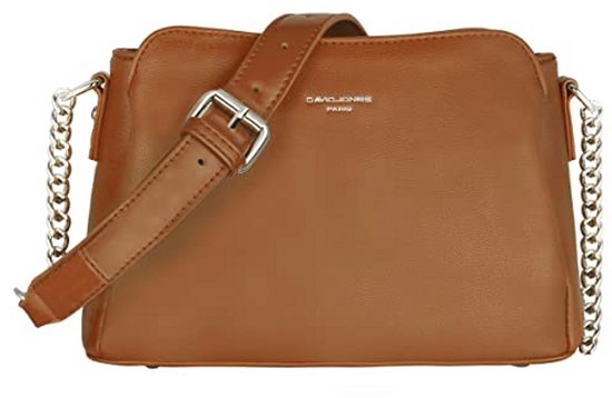 David Jones - Dames Kleine Crossbodytas - PU Leer Schoudertas - Meerdere Compartimenten Handtas - Clutch Crossbody Kettingen - Moderne Avond Elegante Klassiek Praktisch Trendy Chique - Taupe Bruin
