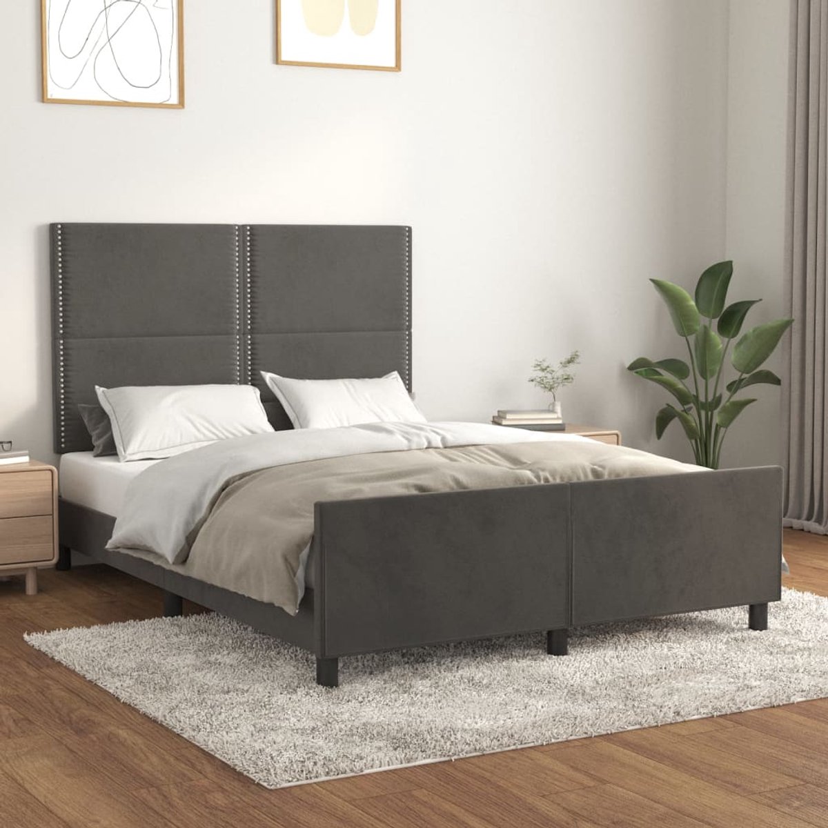 Tweepersoonsbed | Dubbelbed | Volwassenenbed | Bedframe zonder matras 140x190 cm fluweel donkergrijs