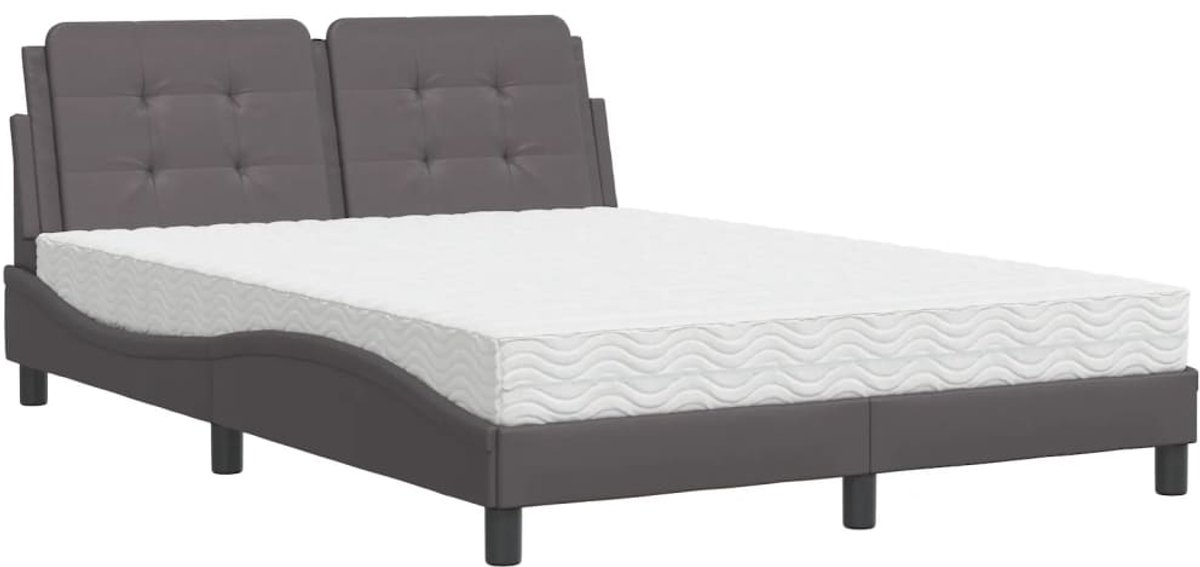 Tweepersoonsbed | Dubbelbed | Volwassenenbed | Bedframe zonder matras "Zadar" kunstleer grijs 120x200 cm
