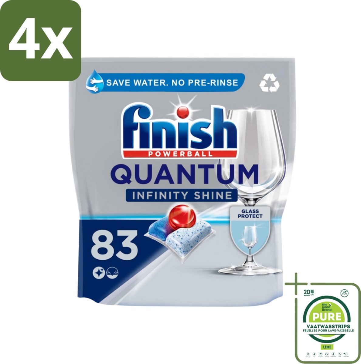 Finish – Vaatwastabletten – Quantum Infinity Shine – 83 Capsules - Voordeelverpakking - 4 stuks - Vaatwastabletten - Vaatwasser