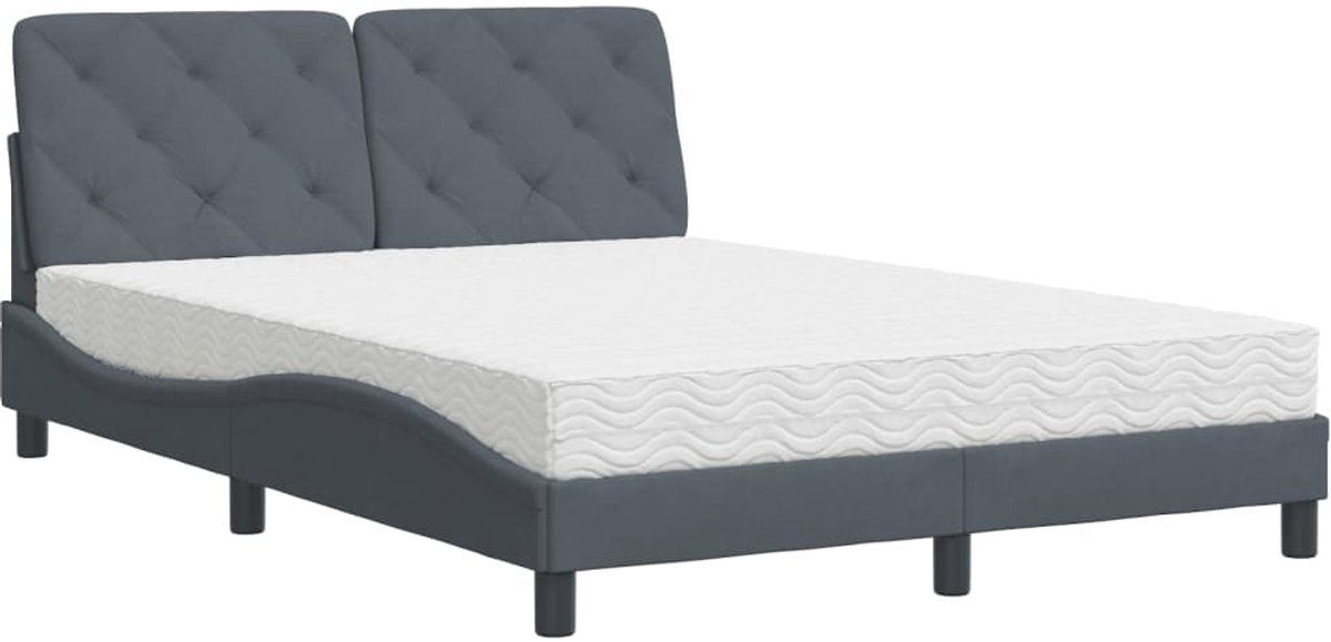 Tweepersoonsbed | Dubbelbed | Volwassenenbed | Bed met matras fluweel donkergrijs 140x200 cm