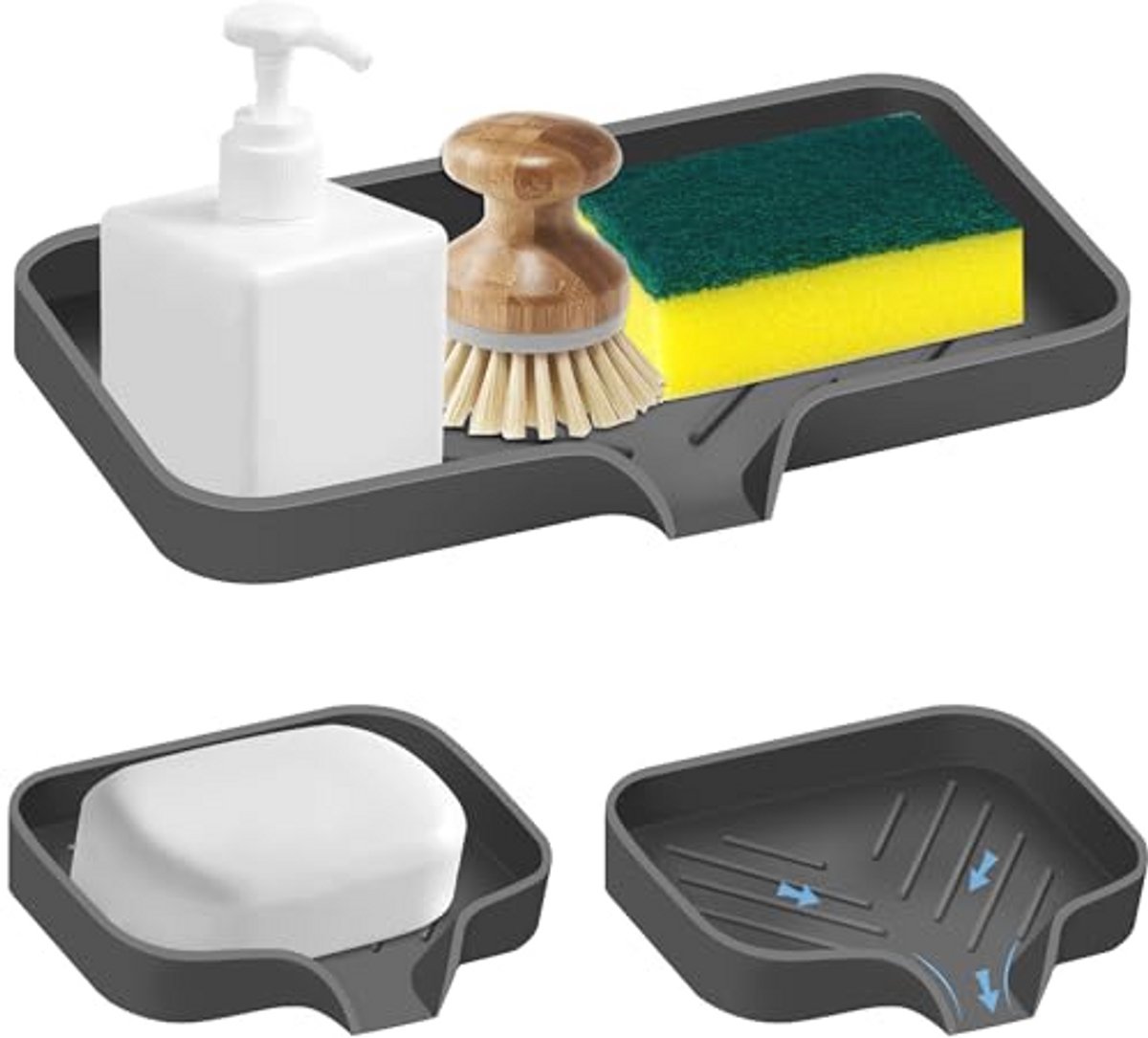 Siliconen Sponshouder Set - 3 Stuks voor Keuken en Badkamer
