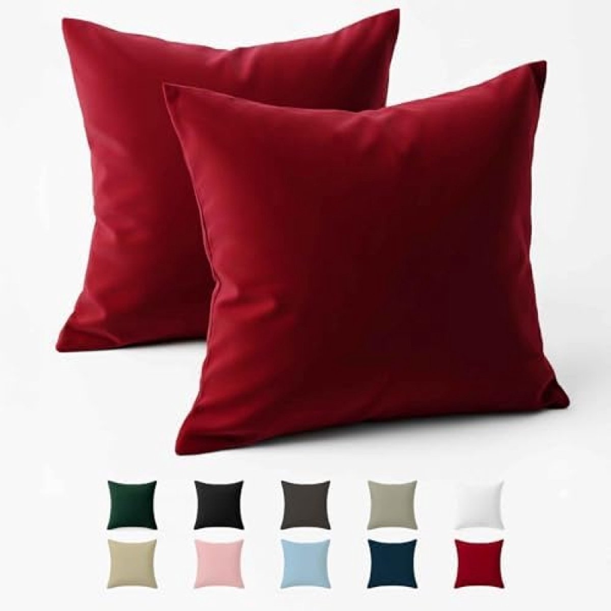 PromoHome Katoenen Kussenslopen Set van 2 - Rood - 60x60 cm - Ademend en Duurzaam