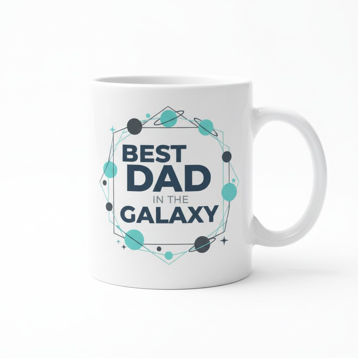 Beste Vader in de Galaxie Witte Mok 330ml – Leuk Ruimtethema Vaderdag Cadeau