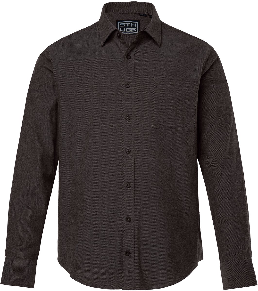 STHUGE - Heren - Flanellen overhemd lange mouwen Modern Fit - Aarde bruin - Maat 7XL