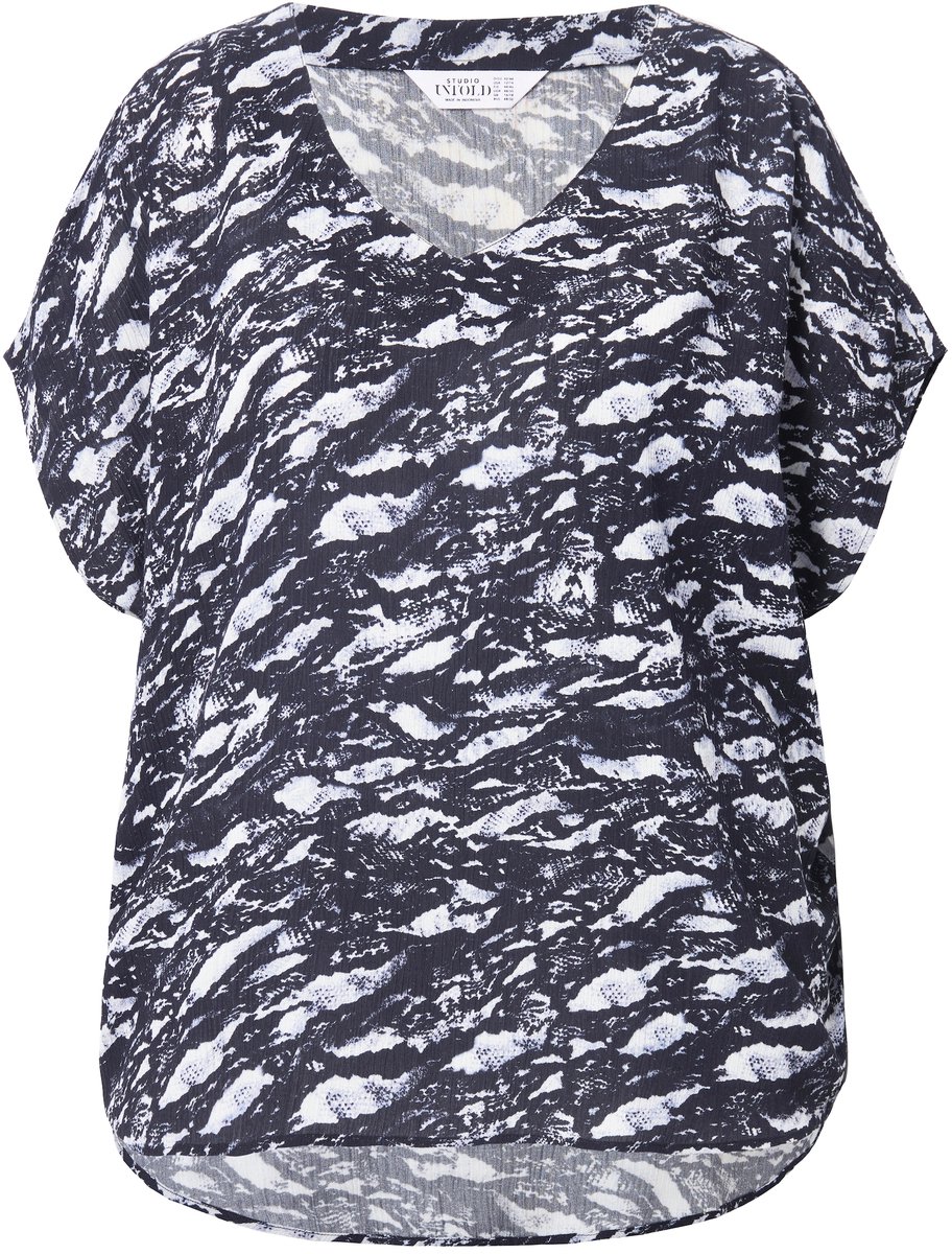 Studio Untold - Dames - Overhemdblouse oversized all-over print - Zwart - Maat 58+