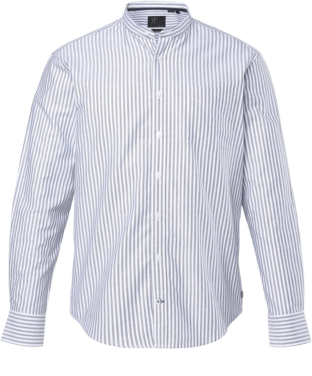 JP 1880 - Heren - Oxford-overhemd lange mouwen opstaande kraag moderne pasvorm - Zwart - Maat 4XL