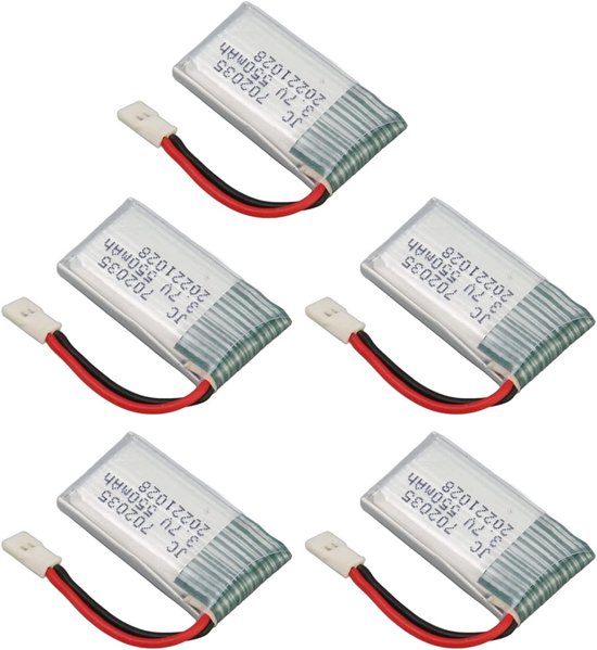 5pcs 3.7V 550mAh Batterie pour Hubsan X4 H107 H107L H107D MJXRC F47 DFD F180 RC Drone, Remplacement RC Drone UAV Batterie Accessoires, Plug and Play