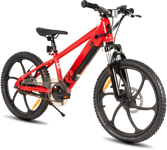 JOYSTAR Elektrische fiets mountainbike - voor kinderen - 20 inch - rood
