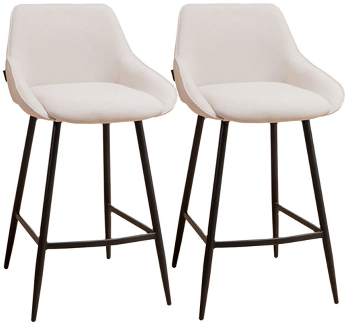 Bronx71 Scandinavische barkruk Lova gerecyclede stof off white 68 cm - Barkrukken set van 2 - barstoel Wit