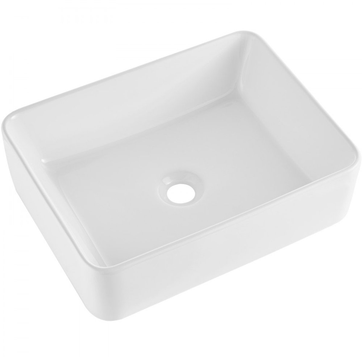 Wastafel - Keramische Wasbak - Rechthoekig - Afmetingen 48,2 x 37,3 x 13,5 cm - Voor Badkamer en Toilet - Helder Wit