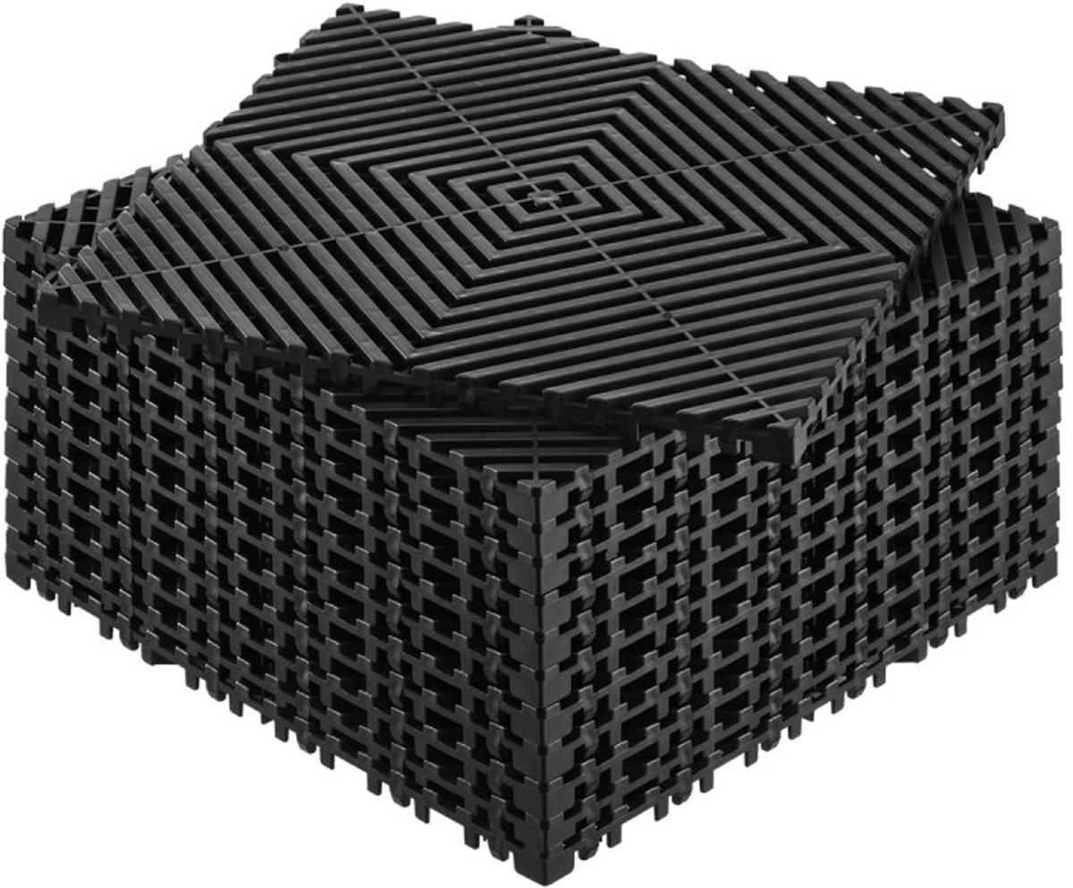 Drainage Vloertegels - Kliktegels 31 x 31 cm - Antislip - Waterdoorlatend - Modulair - Set van 12 - Zwart