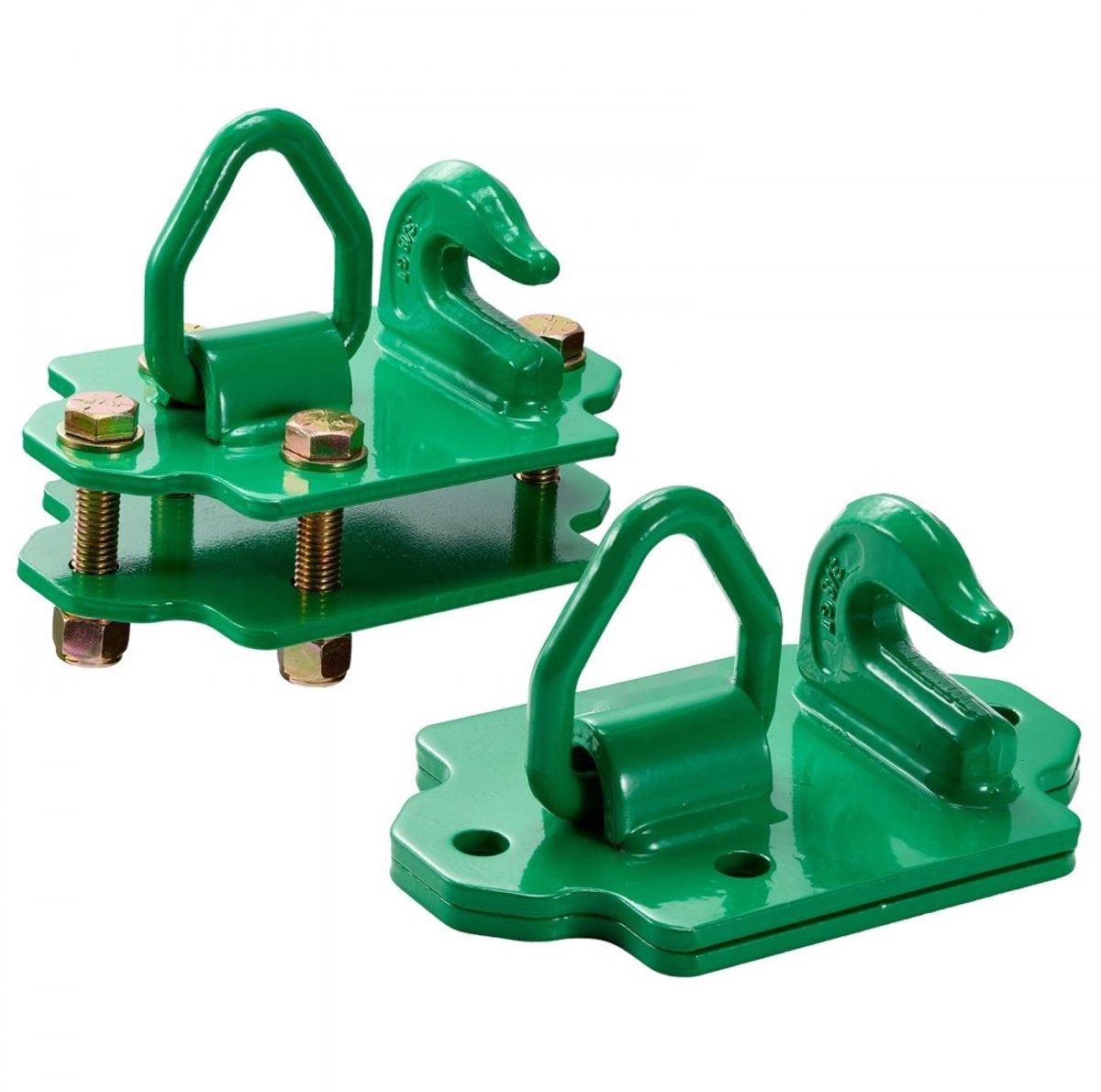 Tractorbakhaak Kettinghaak - Set van 2 Boutmontage Haken - 9,52 mm - Klasse 70 Staal - Met Achterplaten - Max. Breeksterkte 5443 kg - Groen