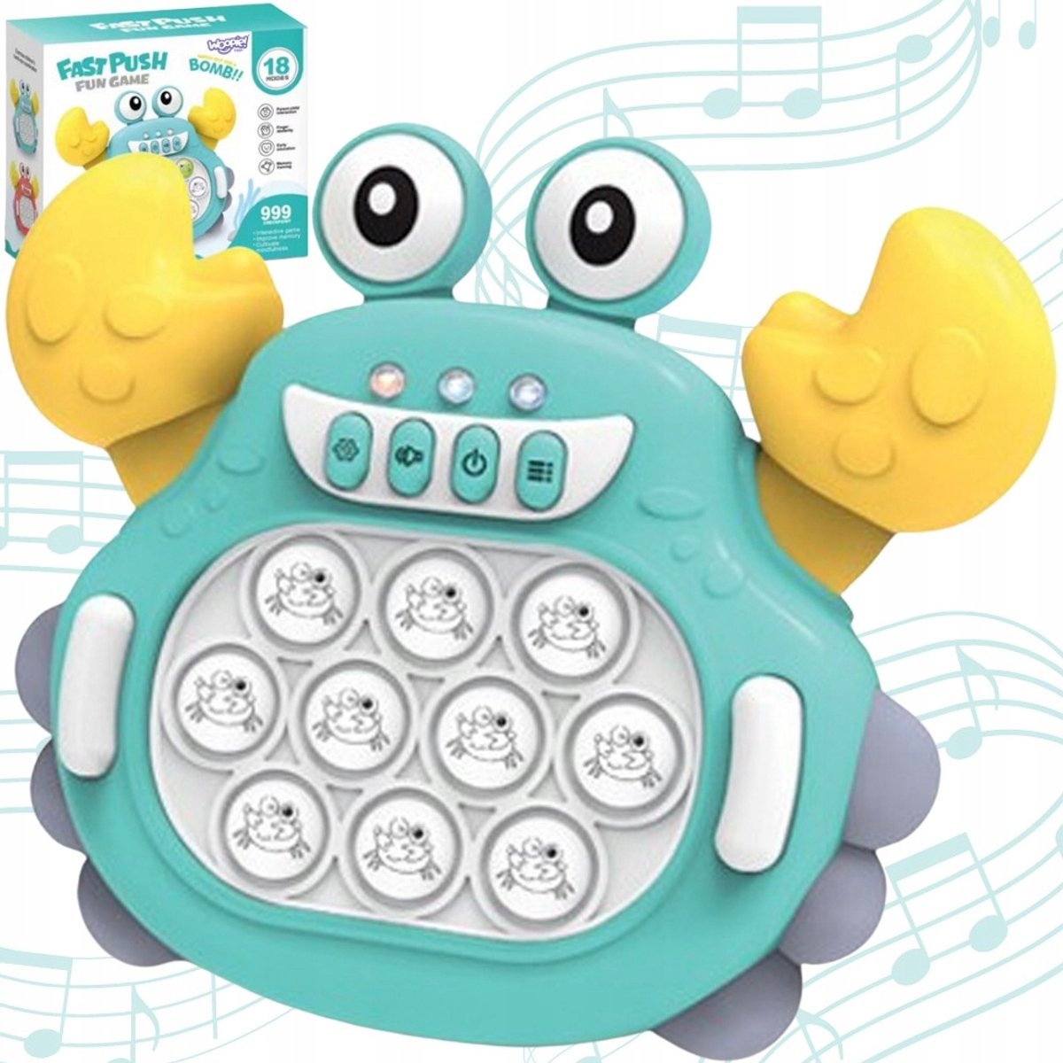 Woopie Interactieve Pop It Krab - Leer- en Spelplezier met Licht & Geluid