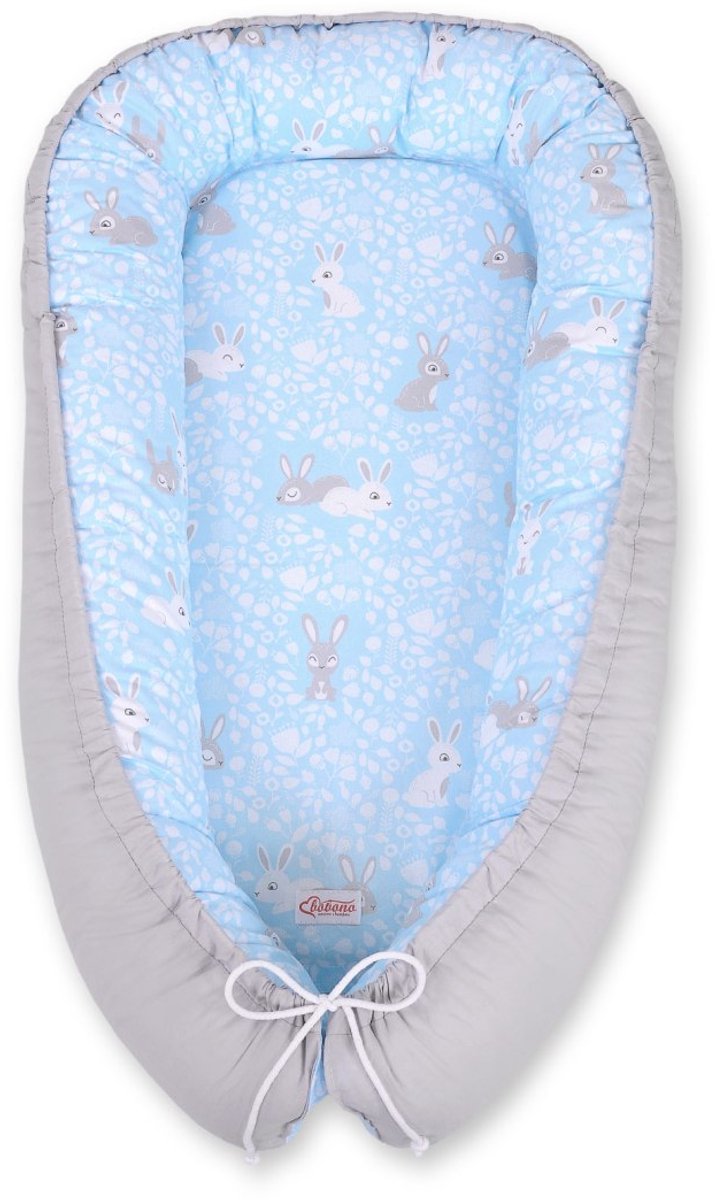 Bobono Baby Nestje Premium Konijn Blauw - Dubbelzijdig & Verstelbaar