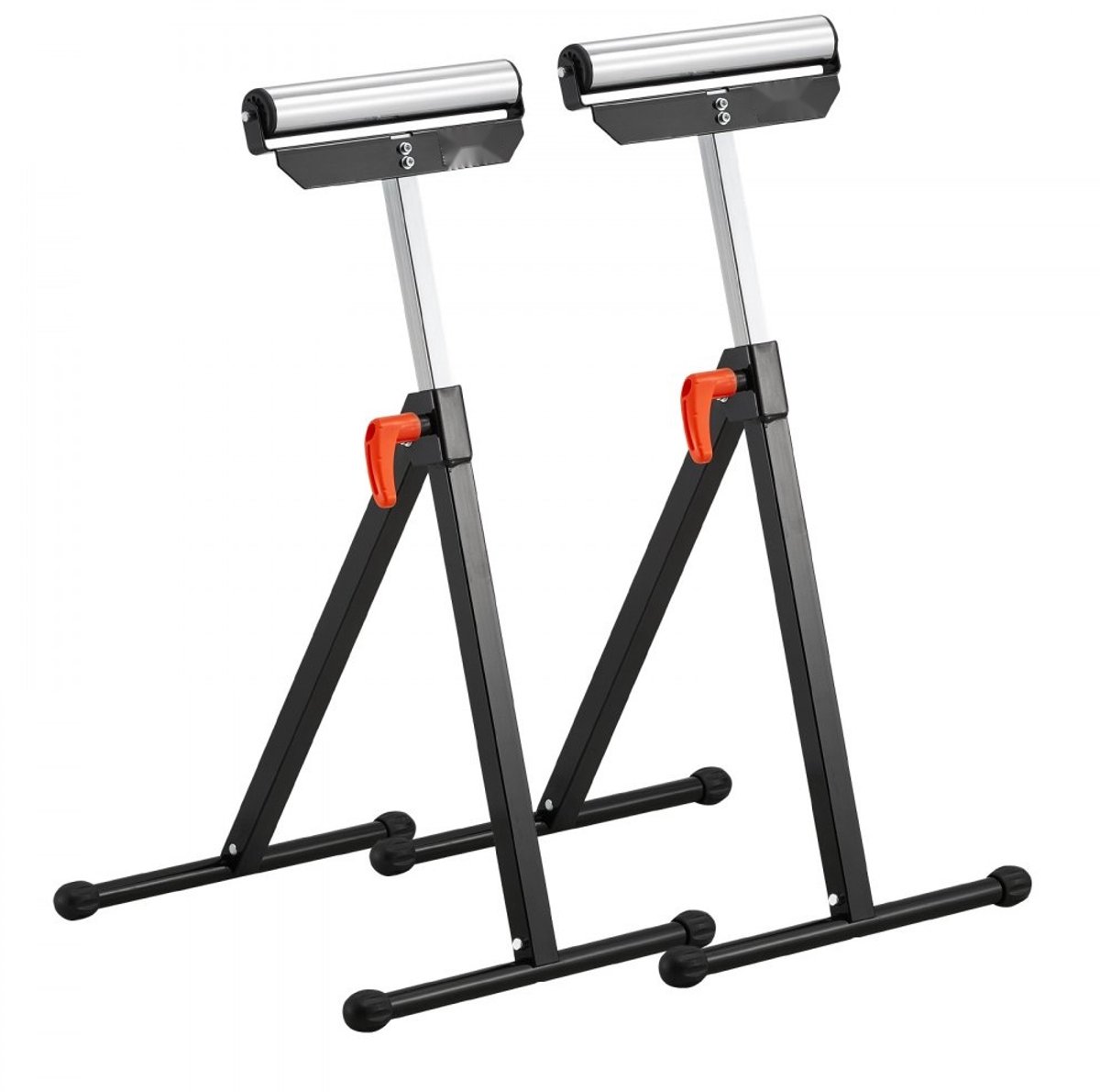Rolbok/Rolstandaard - Set van 2 - Draagvermogen 61 kg - Hoogteverstelbaar 68-108 cm - 29,2 cm Gepolijste Stalen Rolkop - Verlengsteun voor Tafelzaag