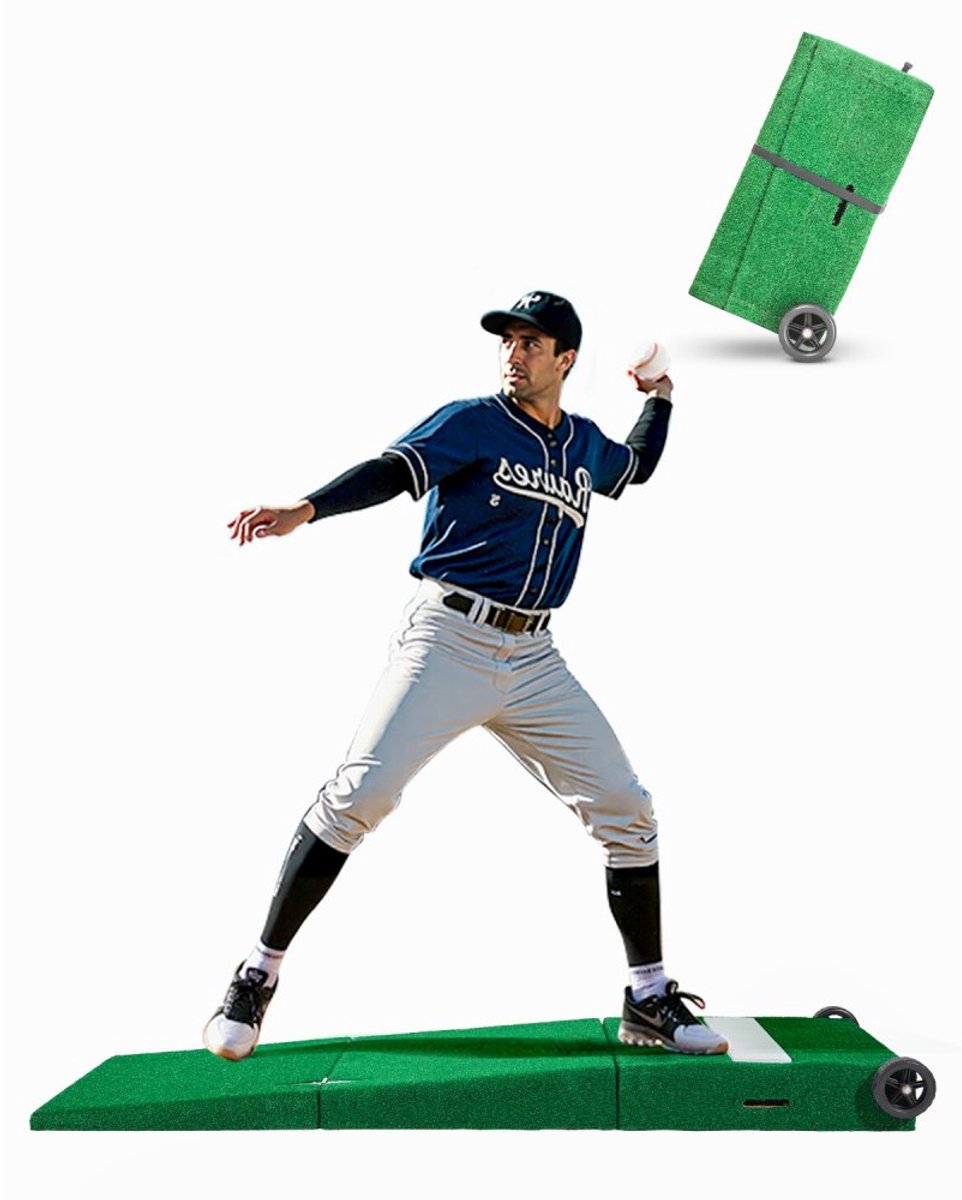 Pitching Mound / Pitcherheuvel - Draagbaar - 228 cm - Voor Binnen/Buiten - Honkbal & Softbal - UV-bestendig Kunstgras - Pitching Rubber - Met Draaggreep