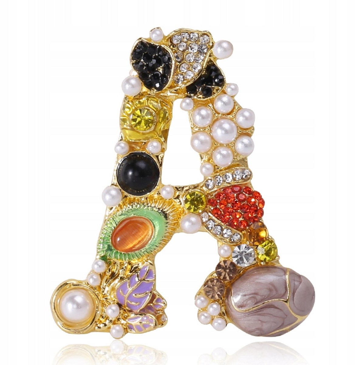 PINETS Gouden Broche Hanger Letter A met Zirkonia