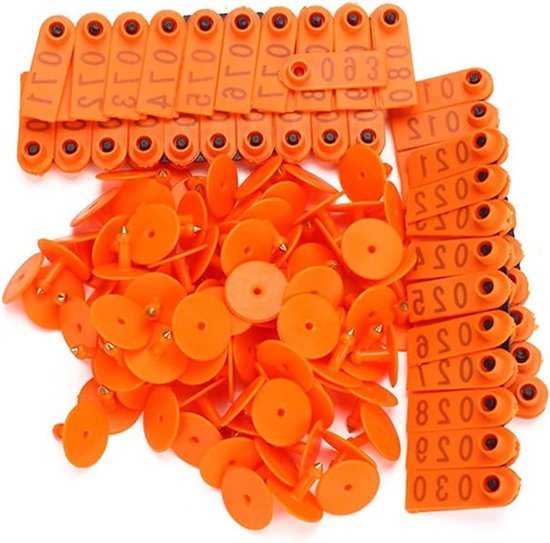 100 stks/set Vee Oormerken Plastic Identificatiekaart Marker met Serienummers voor Koe Geit Schapen Varkens Vee Dier Hog Handling levert(Blauw