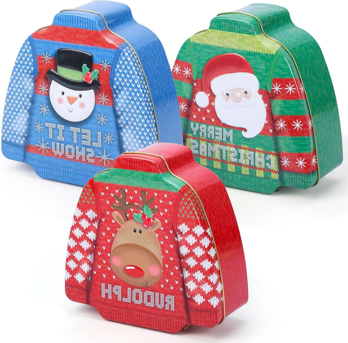 EGoods - Kerstkoektrommel in 3 vormen voor kerstkoekjes en snoepjes