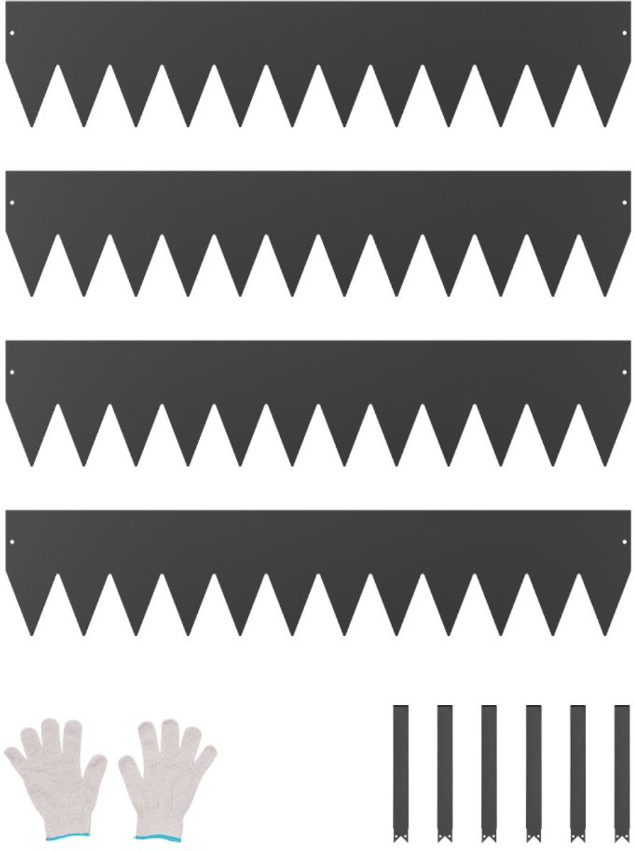 Metalen gazonrand - Perkrand set van 4 - Buigbaar - 101,6 x 20,3 cm, 1,5 mm - Totale lengte 4,06 m - Eenvoudige installatie - Voor bloemperken en paden - Zwart
