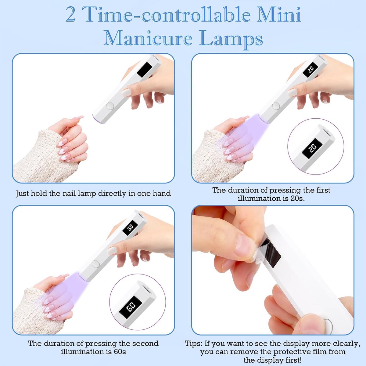 Mini Nagellamp - UV Lamp Gelnagels - LED Nagellamp - Draagbare Nagellamp - Nageldroger - LED Lamp Nagels - snel uithardende mini-nagellamp - nagellamp led uv - nagel lamp - voor salonnagelkunst DIY thuis - Wit — cadeau in Verzorging - foto 2