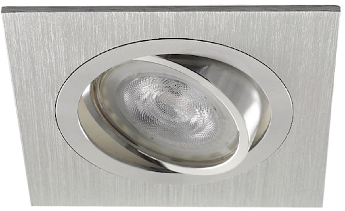 Platte inbouwspot Gusten -Vierkant Chrome -Extra Warm Wit -Dimbaar -3.8W -RTM Lighting LED