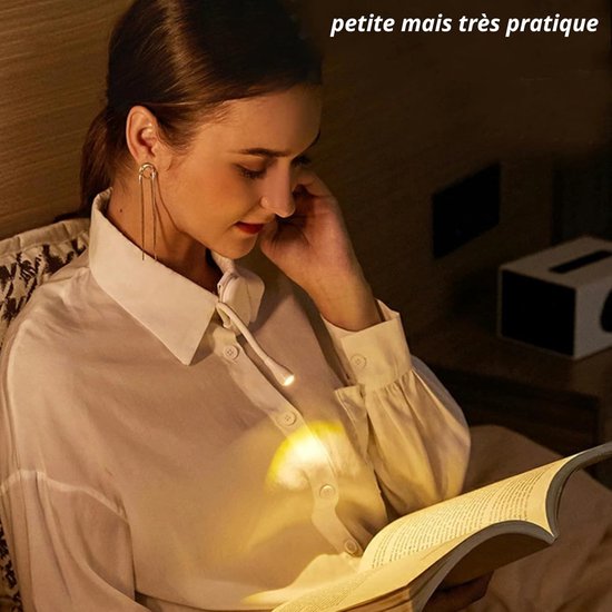 Universele, oplaadbare leeslamp met warm witte LED-clip voor leesbedden, leeslamp met instelbare helderheid, oogvriendelijk (wit) voor gebruik 's nachts. van TEAMPD — afbeelding 2