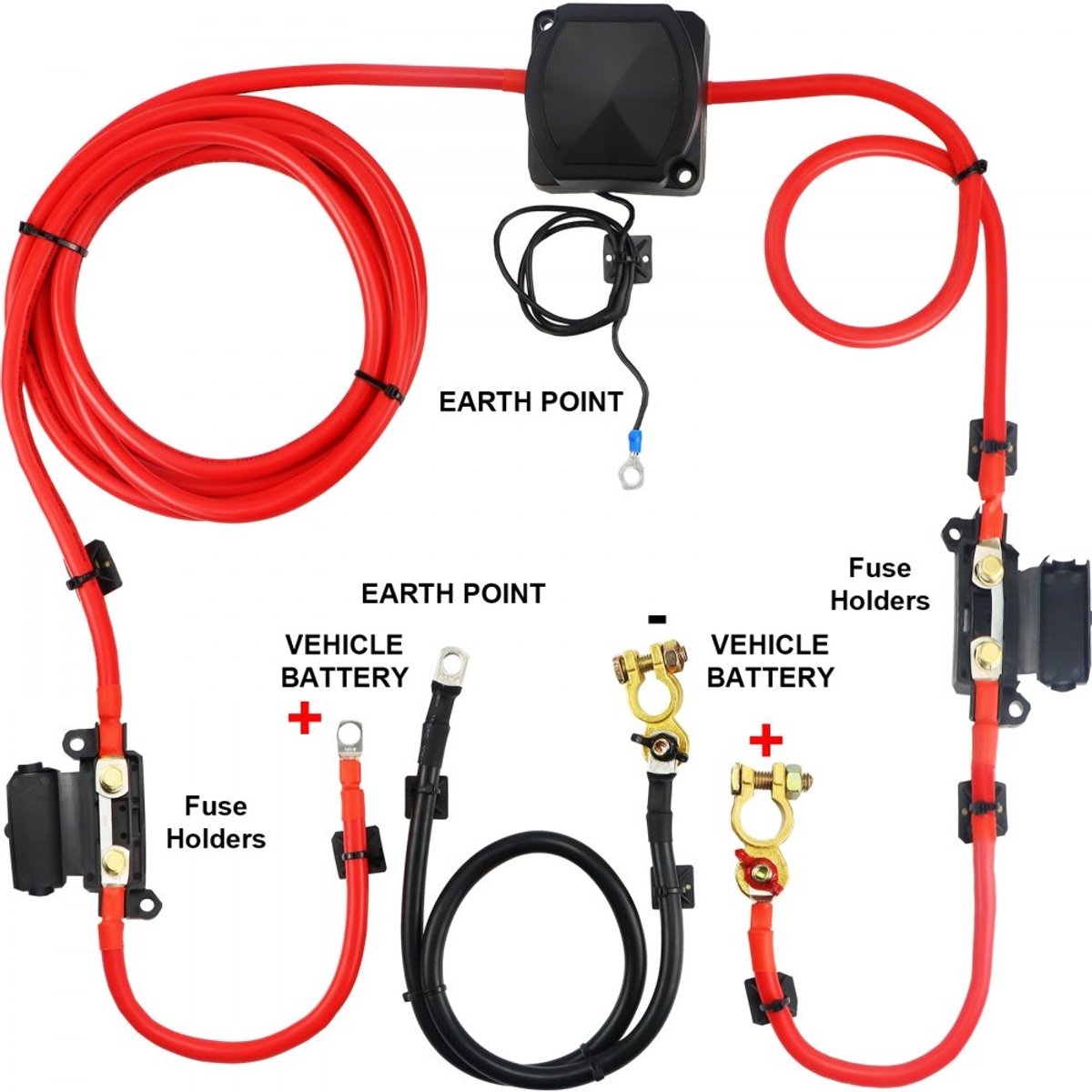 Dubbele Accu/Batterij Isolator - VSR Relaisset 12V 140A - Waterdicht - Scheidingsrelais - Universeel - Met 6 m Batterijkabel - Voor Auto Camper ATV UTV Vrachtwagen