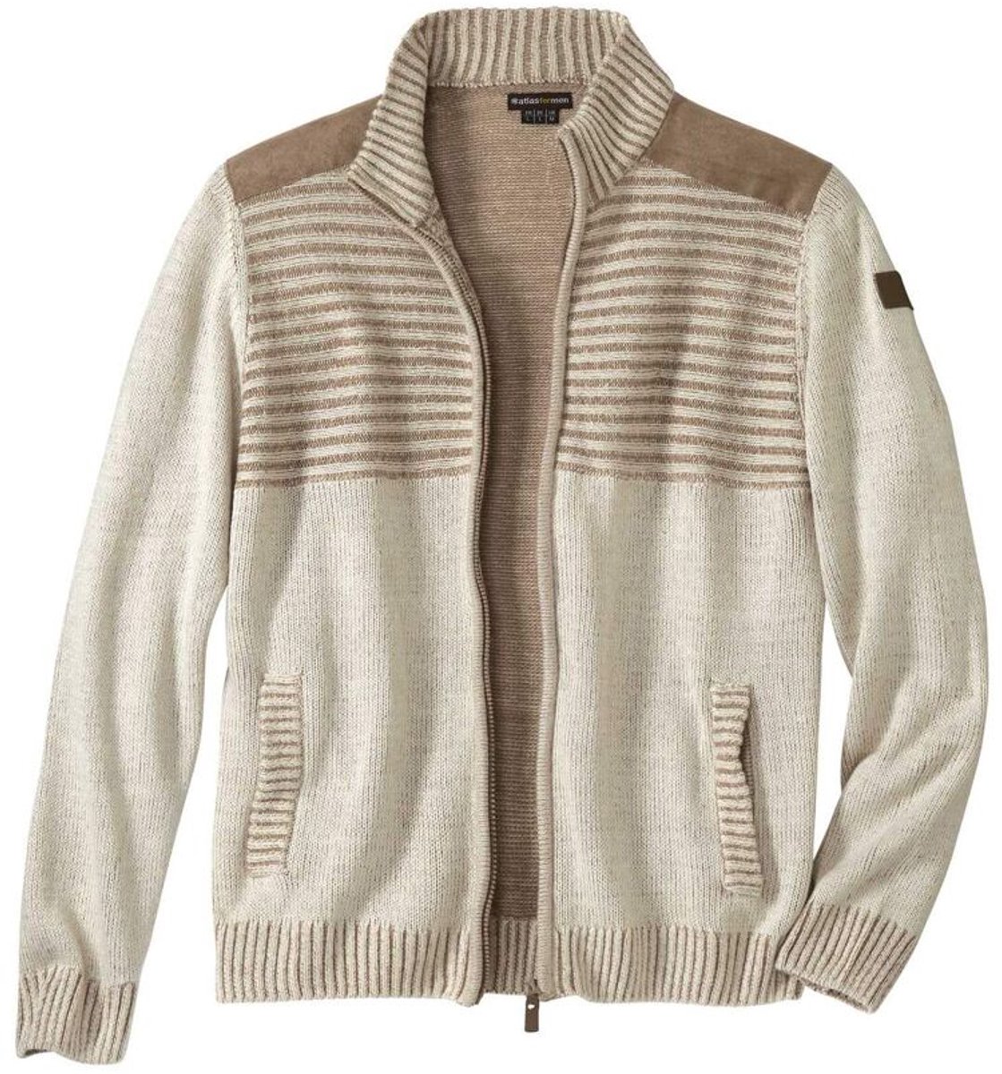 ATLAS FOR MEN - Authentiek gebreid vest met rits - Heren - Verkrijgbaar in grote maten - L