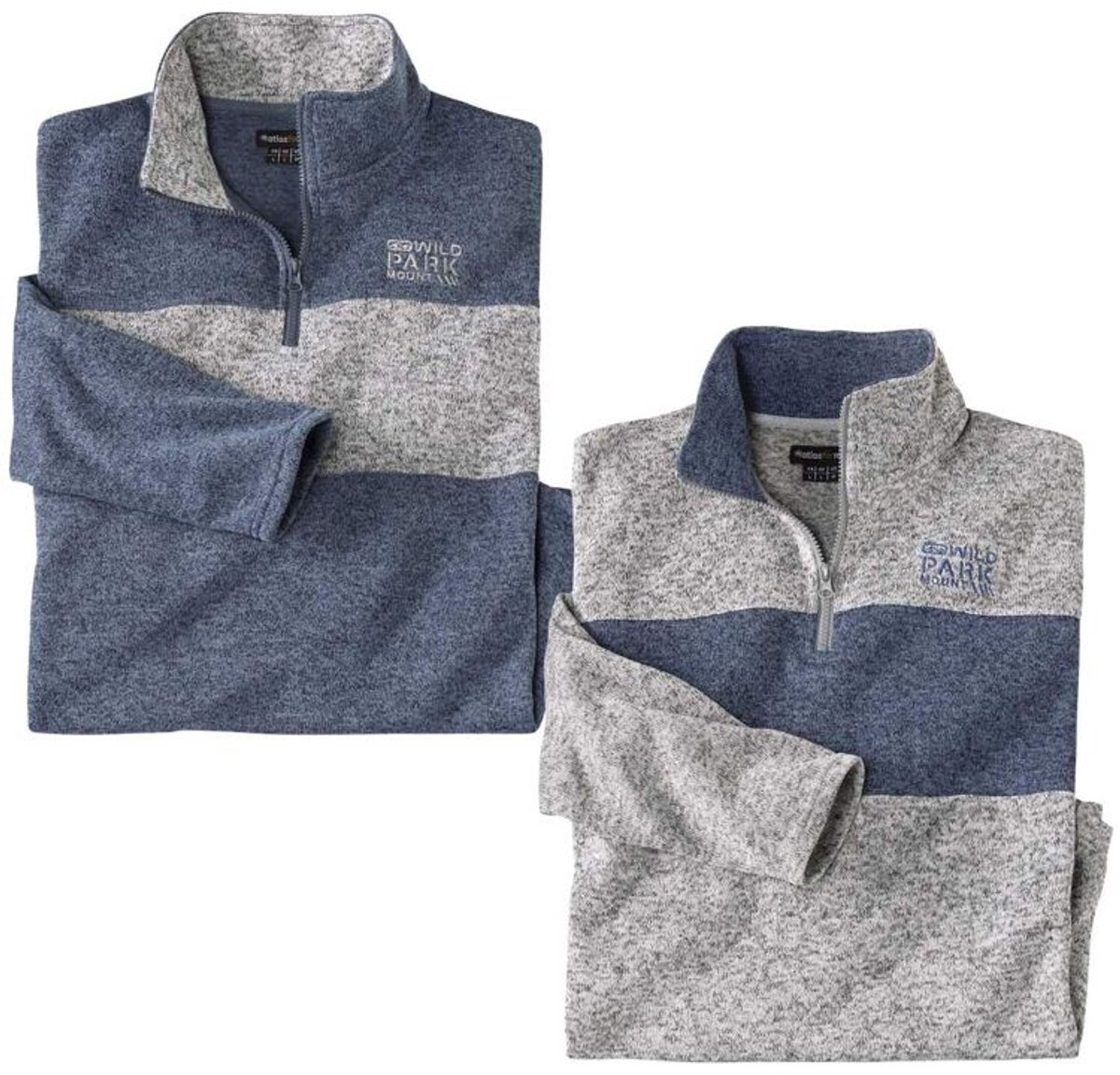 ATLAS FOR MEN - Set van 2 outdoor molton sweaters - Heren - Verkrijgbaar in grote maten - 5XL