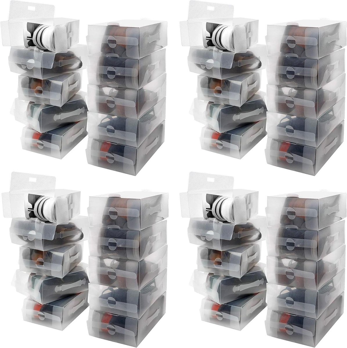 EGoods - 40 Pack Geschikte Plastic Schoenenopbergdozen voor Dames, Heren en Kinderen - Vouwbaar, Gegolfd en Stapelbaar voor Opslag en Reizen