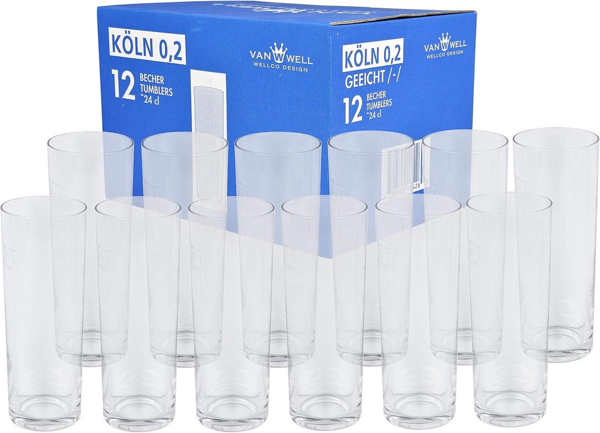 12 stuks Kölschglazen set 0,2L - Robuuste en stijlvolle bierglazen voor elke gelegenheid
