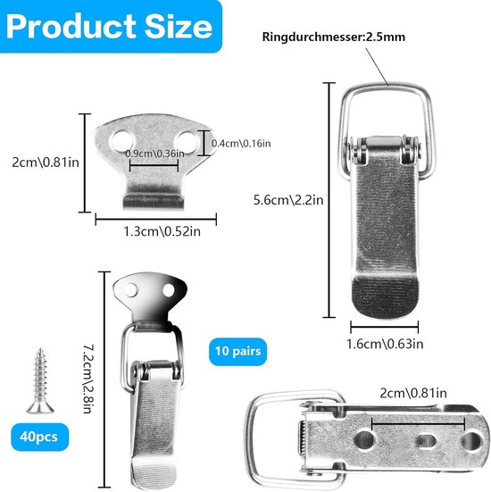 Rocker Spring Catch 10 Pcs Spring Loaded Rocker Locks - Tension Clasp - RVS Duck Billed ...