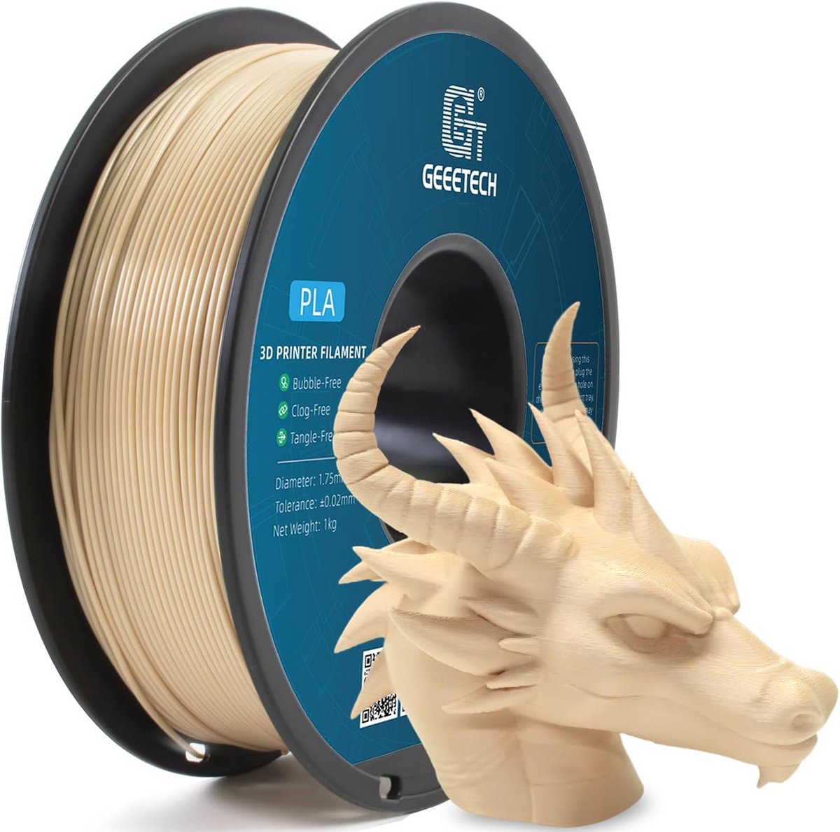 PLA Filament 1,75 mm voor 3D-Printer - 1 kg Spoel - Maatnauwkeurigheid +/- 0,03 mm