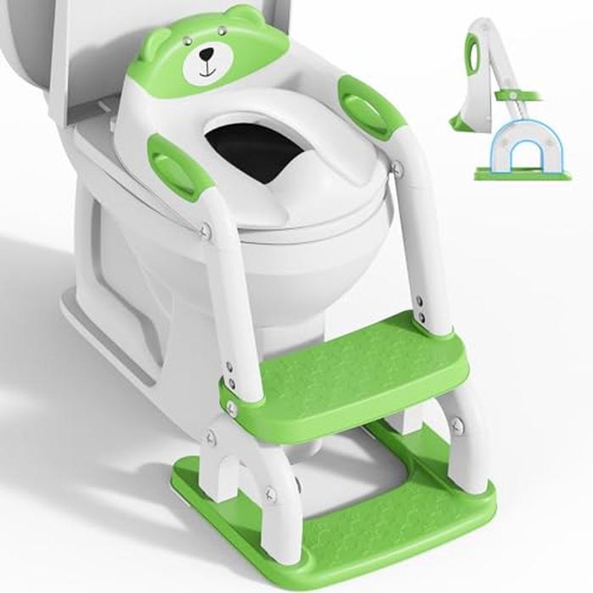 Toiletbril voor kinderen met trap - 2-in-1 toilettrainer voor jongens en meisjes, in hoogte verstelbaar, comfortabele en veilige wc-opzetstuk