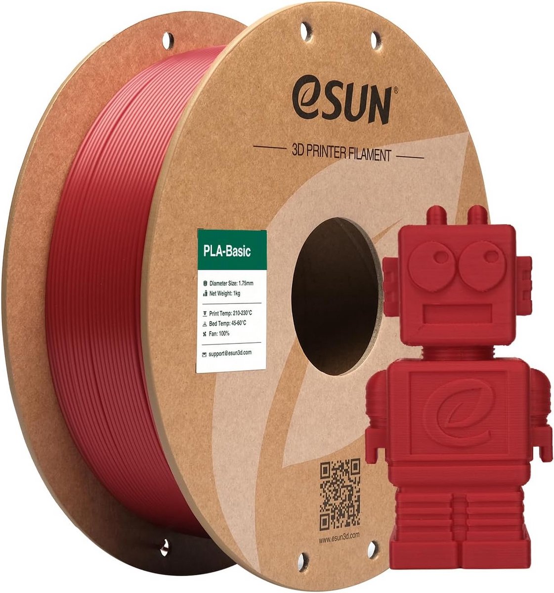 PLA Filament 1.75mm voor 3D Printers - Vuurrood - 1KG Spoel