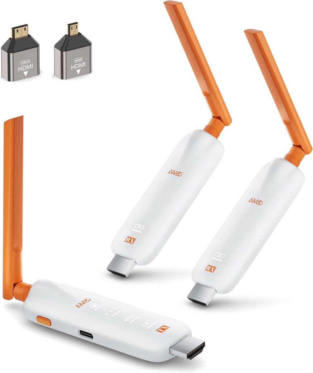 Draadloze HDMI zender met 2 ontvangers - draadloze transmissie van laptop naar tv en projector