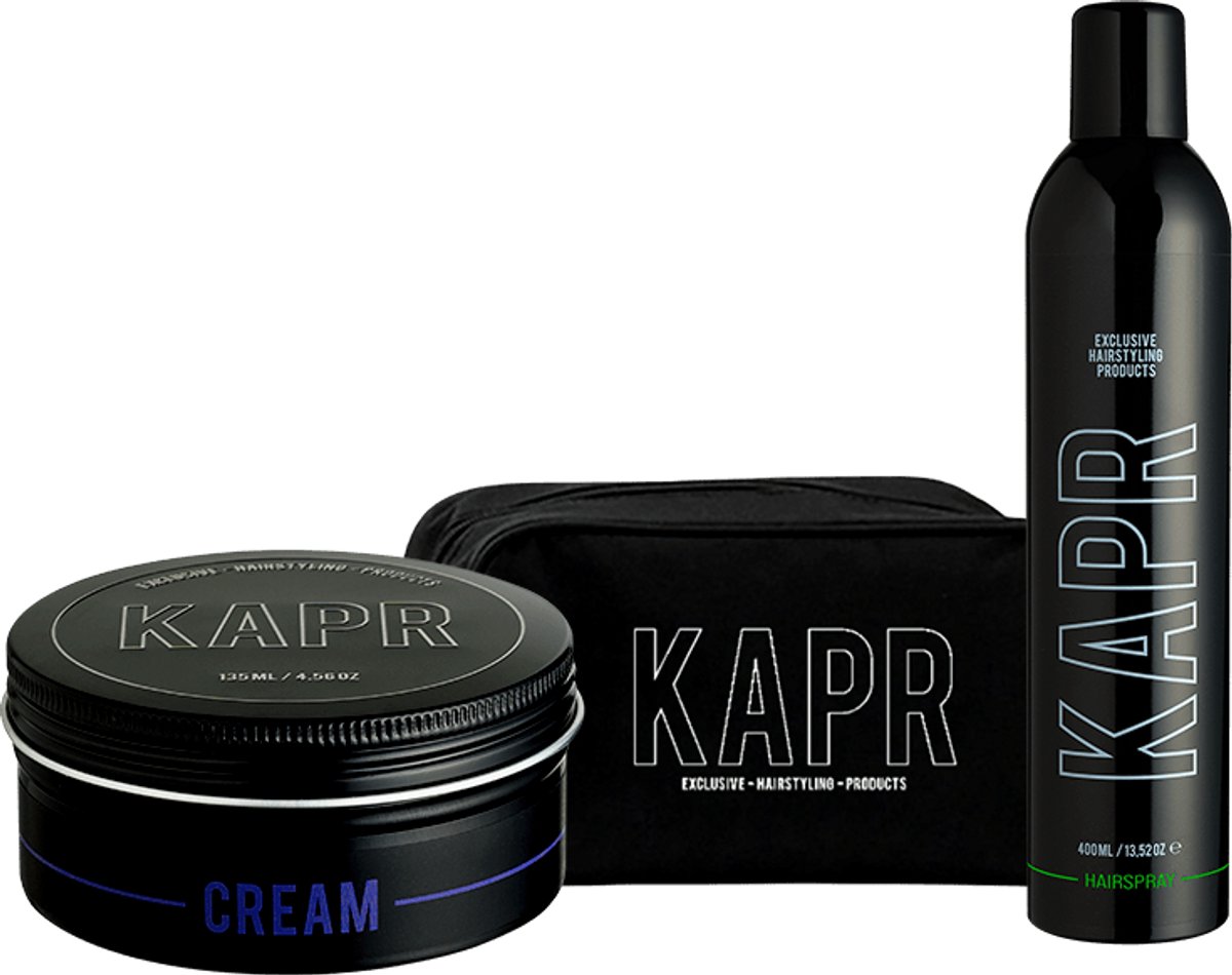 The Exclusive Hairstyle Deal KAPR Cream 135 ml en haarspray 400 ml incl gratis toilettas