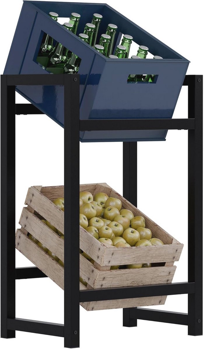 Zwart Stack Krattenrek - Handig en Chique Opbergmeubel 75x47x31 cm