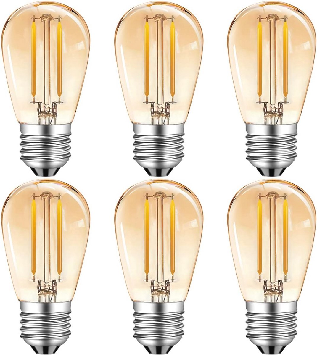 LED Edison Gloeilamp 2W E27 - Warm Wit - Vervangt 15W Halogeen - 150LM - Set van 6