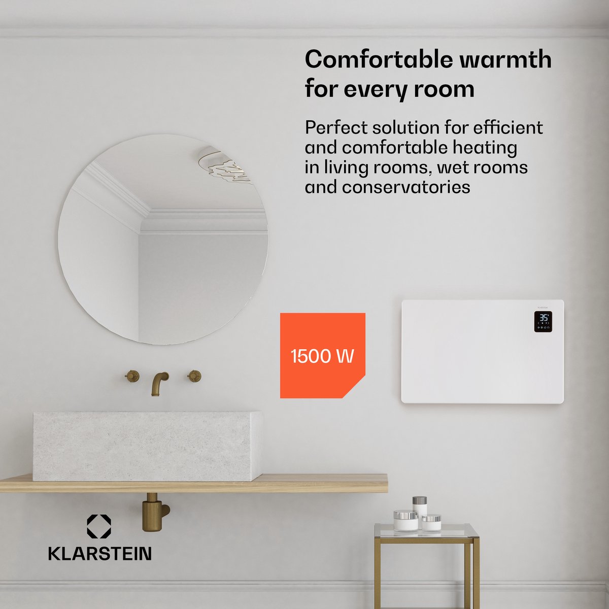 Klarstein elektrische kachel, convectiekachel, vrijstaand of wandmodel, energiebesparende elektrische kachel, app-gestuurd, stille elektrische kachel, vrijstaande elektrische radiator met thermostaat, 1500 W – foto 5