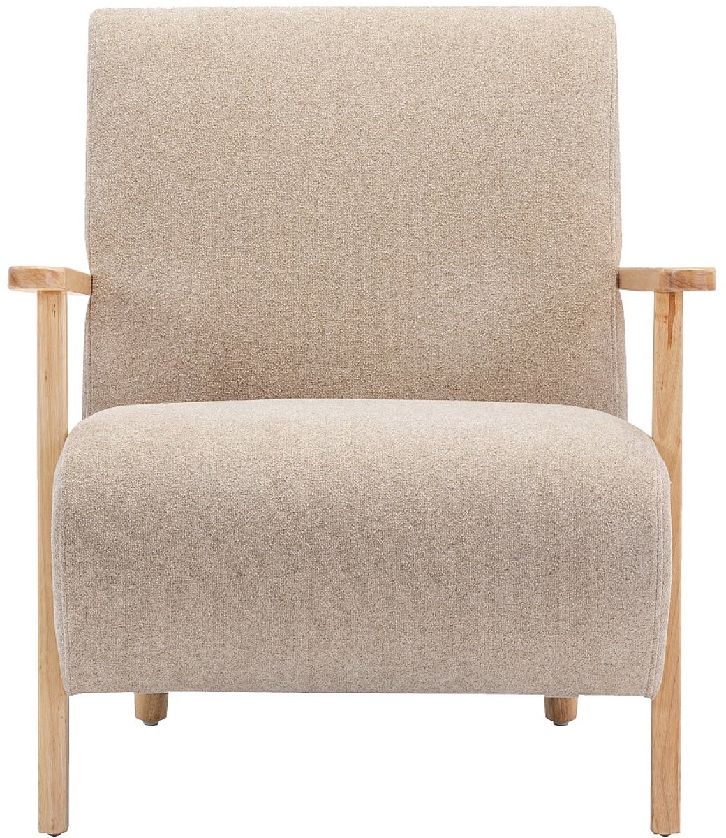 Vente-unique Fauteuil van beige stof en hout JULOMO